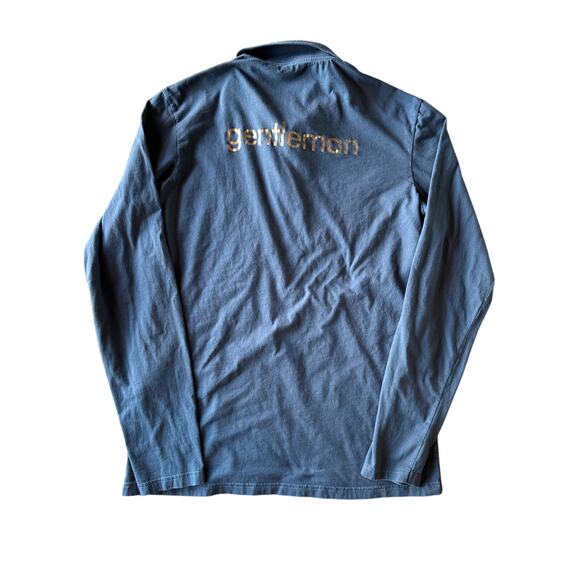 Dolce & Gabbana L/XL Blue/Gray Gentleman Long Sleeve Cotton Fitted Polo - Picture 1 of 10